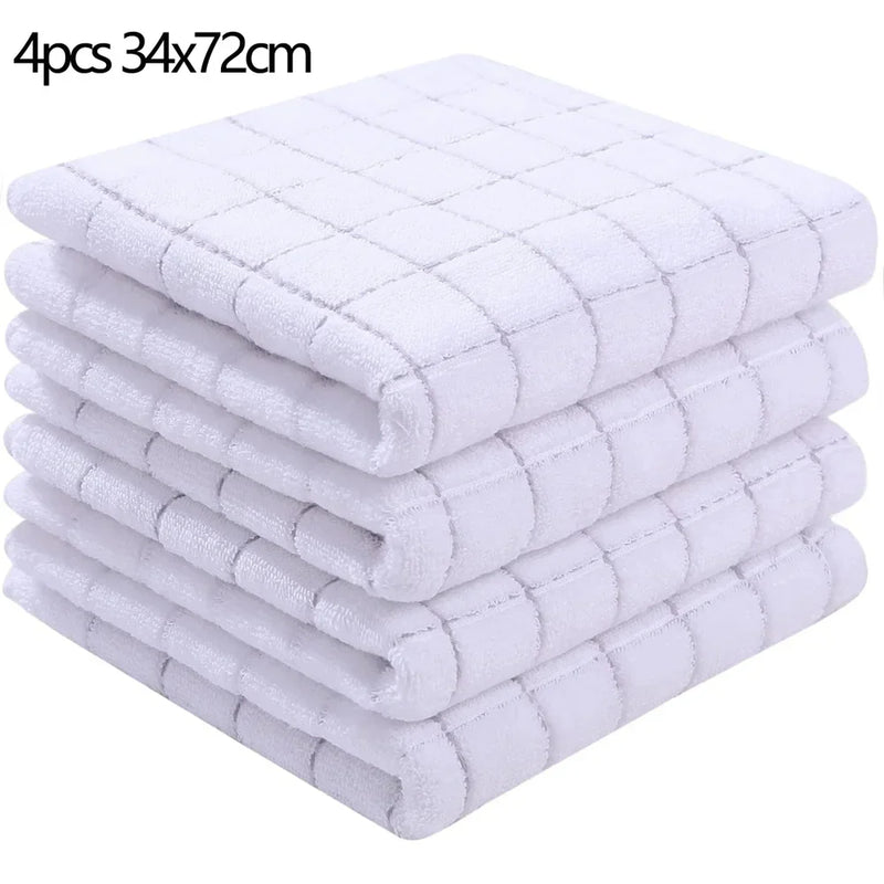 Axyaa Cotton Kitchen Towels Set of 4, Ultra Soft Absorbent Dishcloths