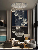 Axyaa Crystal Ball Chandelier: Stylish Staircase Spiral Pendant Light for Living Room and Lobby