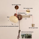 Axyaa Walnut Wood LED Wall Sconce with Pull Chain Switch, Nordic Art Stair Light