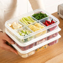 Axyaa 4/6-Grid Fridge Fresh-Keeping Box with Lid - Reusable Food Storage Container