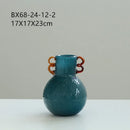 Axyaa Elegant Two-Tone Magnetic Clay Vase with Double Ear Design and Colorful Floral Pattern