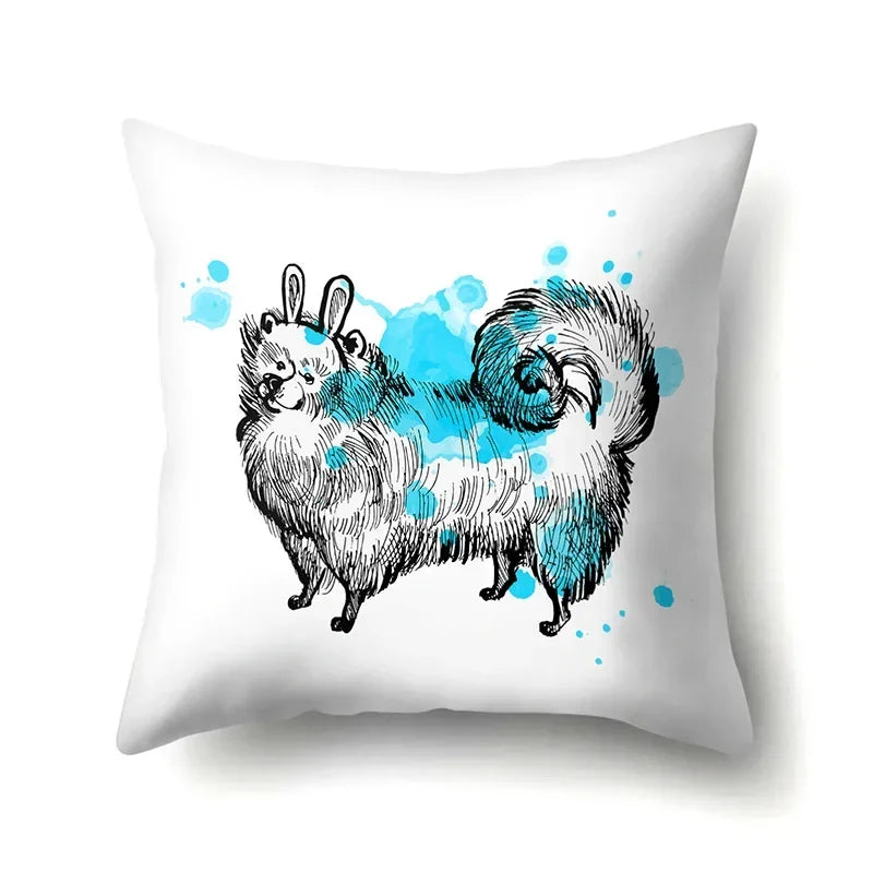 Axyaa Cartoon Animals Plush Cushion Cover 45x45cm Cute Cats and Dogs Pillowcase