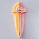 Axyaa Coral Fleece Bow Hair Cap - Quick Dry Shower Cap for Girls