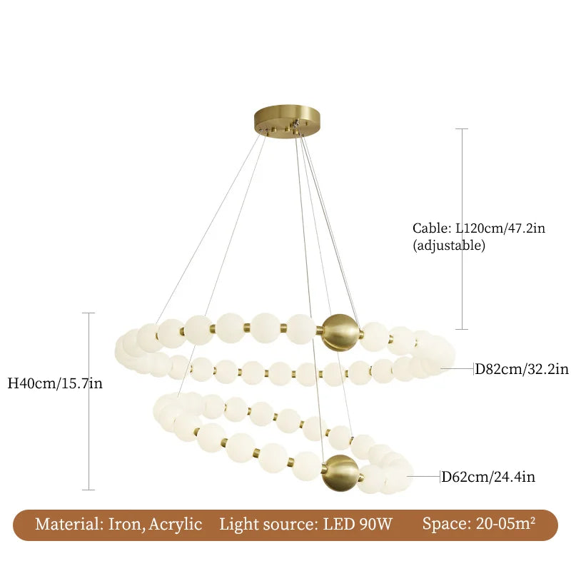 Axyaa White Ball Pendant Chandelier - Luxury LED Ceiling Light for Home Decor