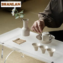 Ash Crockery Vase Set by Axyaa: Luxury Room Decor & Tea Set Craft