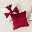 Axyaa Red White Pompom Ball Cushion Covers - Christmas Classical Design