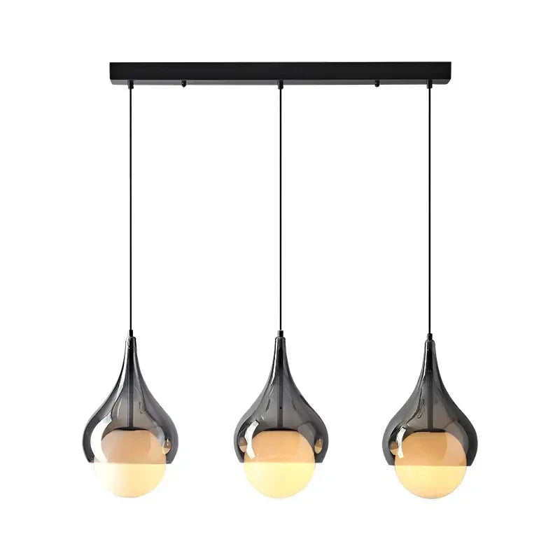 Axyaa Smoke Grey Glass Pendant Lamps for Kitchen Dining Table Light - Hanging Light for Living Room and Bedroom