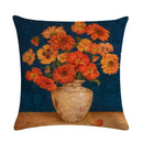 Axyaa Floral Vase Print Linen Cushion Cover 45*45cm