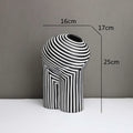 Axyaa Striped Resin Vase: Abstract, Black & White Geometric Home Decor, Terrarium, Crafts