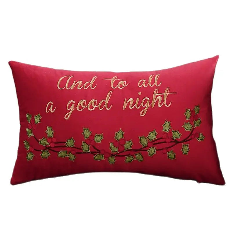 Axyaa Christmas Tree Snowflake Embroidery Pillow Cover 45x45cm 30x50cm Red Green Square