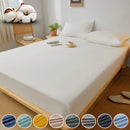 Axyaa Solid Color Cotton Fitted Bed Sheet for Single Double King Queen Bed
