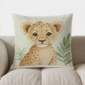Axyaa Cheetah Cub & Leaves Pillow Cover - Sofa, Bedroom, Car, Cute Home Decor