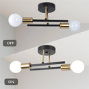 Axyaa Matte Black Gold Ceiling Light for Living Room Bedroom Office