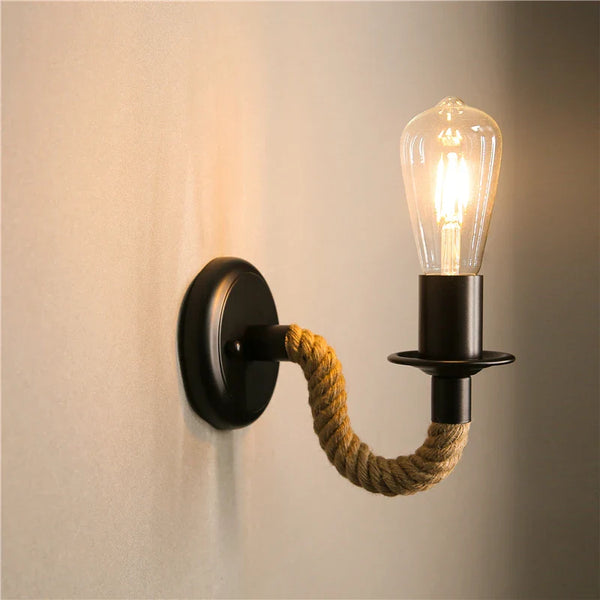 Axya Industrial Hemp Rope Wall Light Retro Decor Fixture