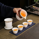 Axyaa Mutton Fat Jade Tea Set - Portable Ceramic Kung Fu Tea Set