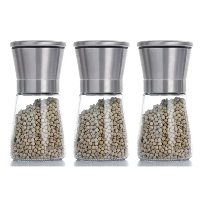 Axyaa Stainless Steel Glass Spice Bottle Grinder Mill Kitchen Gadget