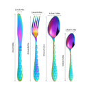 Axyaa 24pc Colorful Stainless Steel Tableware Set for Family & Restaurant