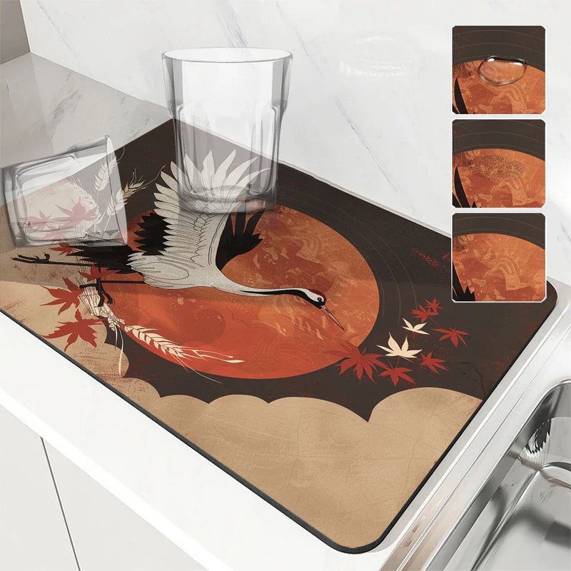 Axyaa Quick Dry Maple Leaf Kitchen Mat Cozy Bathroom Drying Pad