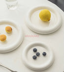 Axyaa White Ceramic Flat Dessert Salad Breakfast Household Dish Plate