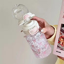 Axyaa Bow Water Bottle with Straw, 600ML Kids Portable Drinking Cup