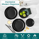 Axyaa Black Reactive Glaze Stoneware 24-Piece Dinnerware Set for 6