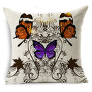 Axyaa Linen Butterfly Cushion Cover 45x45cm - Decorative Pillow Case for Sofa & Bed