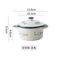 Axyaa Double Ear Ceramic Bowl with Lid for Kids and Food Storage
