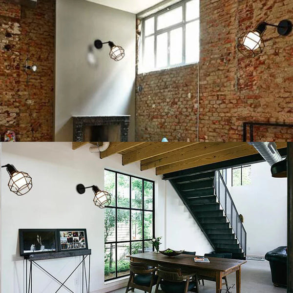 Axya Industrial Vintage Wire Cage Wall Sconces for Living Room Restaurant Home Decor