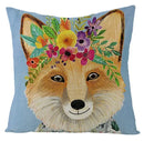 Axyaa Kawaii Flower Linen Pillow Case 45x45 cm Cute Animal Cushion Cover