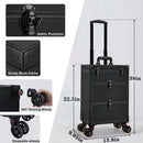 Axyaa 3-in-1 Rolling Makeup Case with 2 Large Drawers for Nail & Travel Makeup