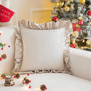 Axyaa Velvet Ruffled Edge Throw Pillowcase - Red/Green - 45x45/50x50cm