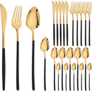 Axyaa 24-Piece Stainless Steel Cutlery Set Christmas Dinnerware Silverware Set