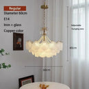 Axyaa Nordic Luxury Glass Shell Chandelier | Modern LED Pendant Light Fixture for Home Decor