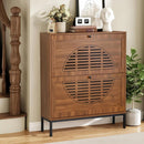 Axyaa Farmhouse Shoe Storage Cabinet with 2 Flip Drawers