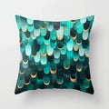 Teal Blue Flower Leaves Pattern Pillow Case for Home Decor by Axyaa