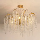 Axyaa Gold Glass LED Crystal Chandeliers for Elegant Dining Room Decor