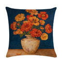 Sunflower Linen Throw Pillow Cover for Home Decor by Axyaa