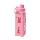 Axyaa Square Plastic Water Bottle with Straw, Leak Proof Sports Cup, 600ML Large Capacity