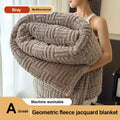 Axyaa Jacquard Queen Size Coral Fleece Blanket - Soft Plush Geometric Sofa Throw