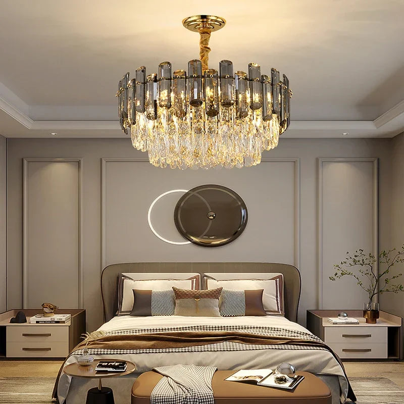 Axyaa Crystal Pendant Chandelier for Luxury Living and Dining Room Lighting