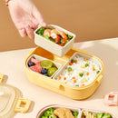 Axyaa Cartoon Divided Bento Box - 3 Grids, Leak-proof, Microwave-safe