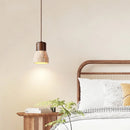 Axyaa Adjustable LED Pendant Lamp Stone Wood Hanging Light