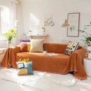 Axyaa Chenier Cover Cloth All Seasons Sofa Dust Cover Solid Color Tassel Blanket