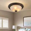Axyaa Black Bronze Ceiling Light with Frosted Glass Shade & E27 Bulb