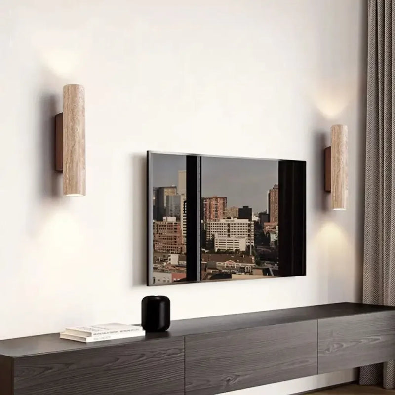 Axyaa Travertine Stone Sconce Light for Bedroom Living Room