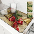 Axyaa Retro Style Christmas Bells & Bows Kitchen Drying Mat