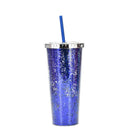 Axyaa Glitter Double Layer Sippy Cup, Large Capacity Reusable Coffee Milk Tea Cup