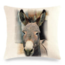 Axyaa Donkey Print Cushion Cover 45x45cm Cute Animals Linen Pillowcase for Home Decor