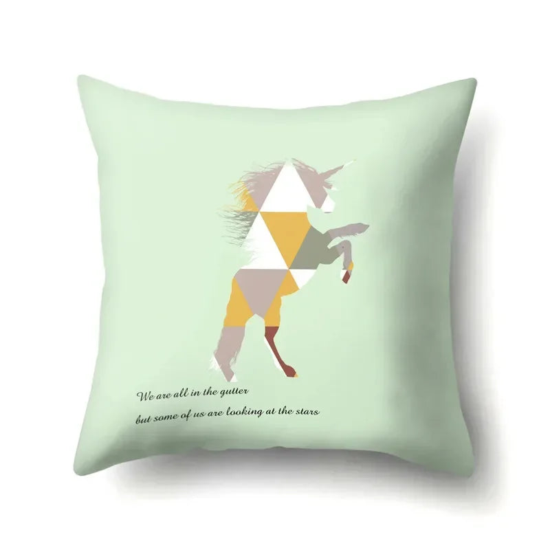 Axyaa Woodland Animal Cushion Cover: Bear Deer Pillow Case for Home Decor