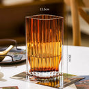 Axyaa Vertical Grain Texture Glass Vase Hydroponics Pots for Table Floral Arrangement